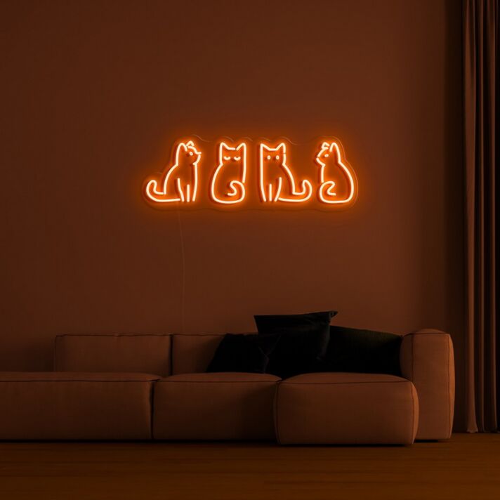 vier Katzen Silhouette LED-Neonschild Wohnzimmer Schlafzimmer