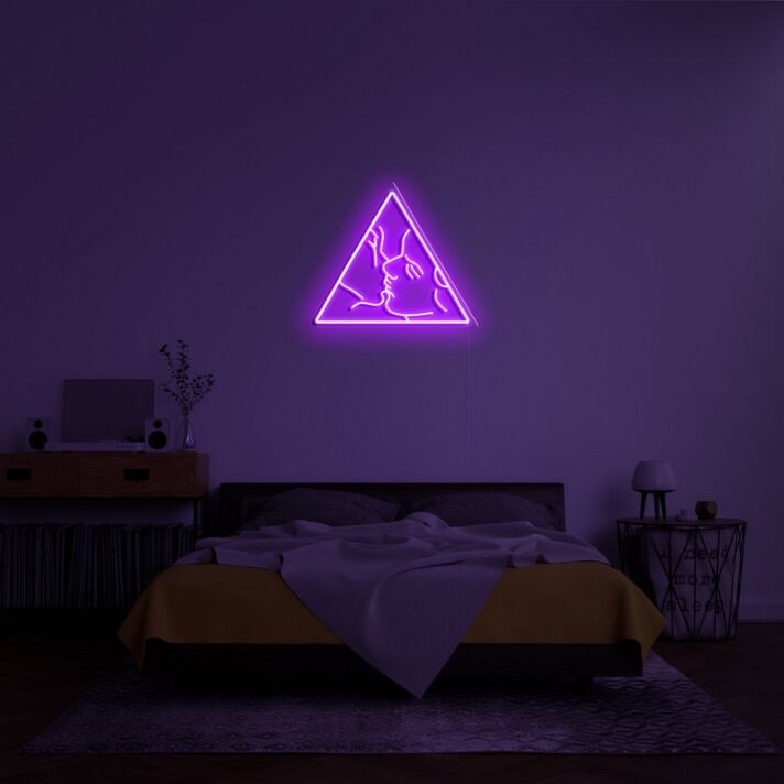 Kuss Illustration im Dreieck LED-Neonschild Schlafzimmer Wohnzimmer