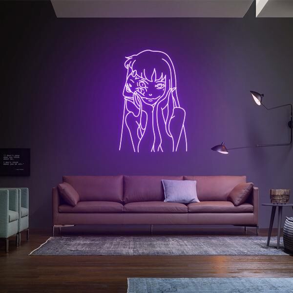 Anime Mädchen Gesichtslinie LED-Neonschild für Wohnzimmer Schlafzimmer
