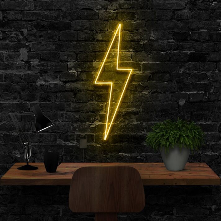 Blitzsymbol LED-Neonschild für Home Office oder Gaming Room