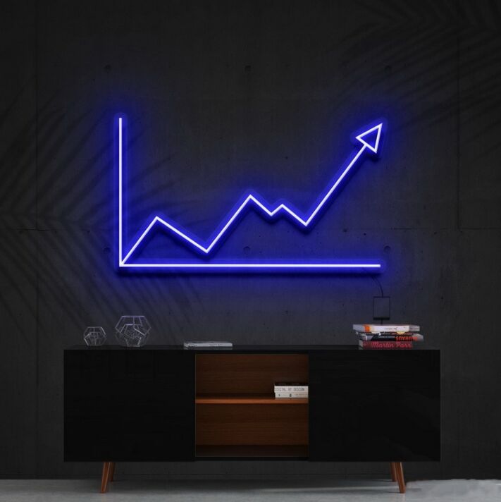 steigende Diagrammlinie mit Pfeil LED-Neonschild für Büro Home Office