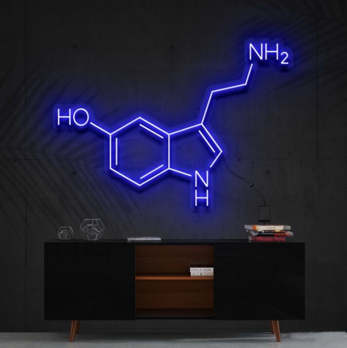 Serotonin Molekülstruktur LED-Neonschild für Wohnzimmer oder Büro