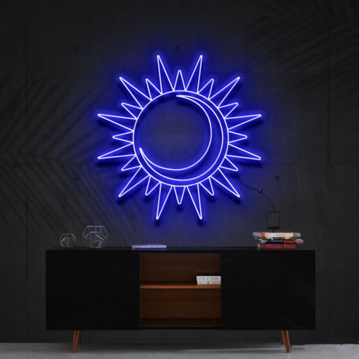 Sonne und Mond Symbol LED-Neonschild für Wohnzimmer oder Schlafzimmer