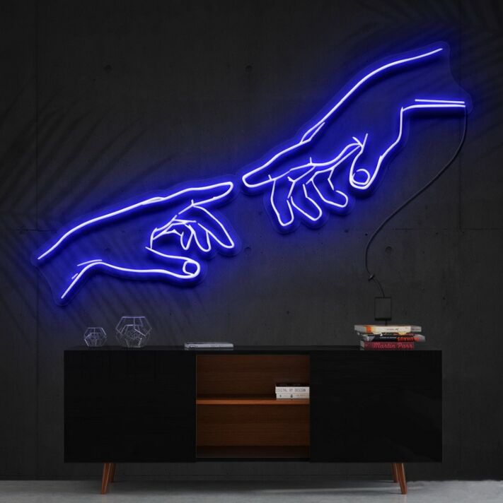 zwei sich berührende Hände LED-Neonschild für Wohnzimmer Kunstdekoration