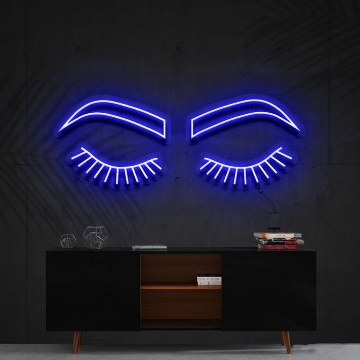 Geschlossene Augen mit Wimpern LED-Neonschild für Wohnzimmer oder Schlafzimmer