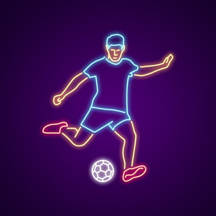 Fußballspieler mit Ball LED-Neonschild für Sportbar Wohnzimmer