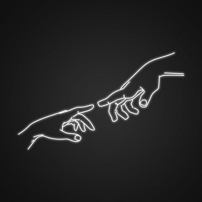 zwei sich berührende Hände LED-Neonschild für Wohnzimmer und Kunstgalerie