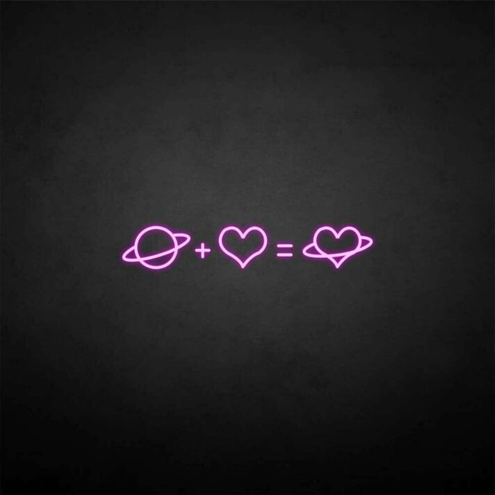Planet und Herz Symbol LED-Neonschild Wohnzimmer Schlafzimmer