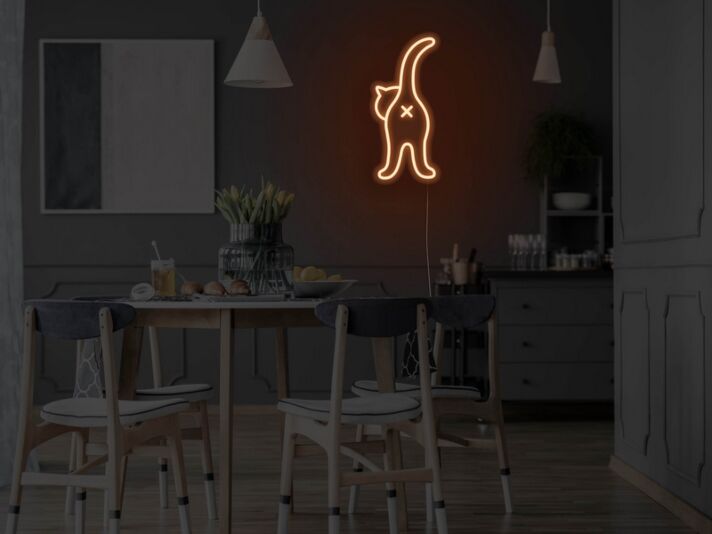 Katze von hinten LED-Neonschild für Wohnzimmer Küche