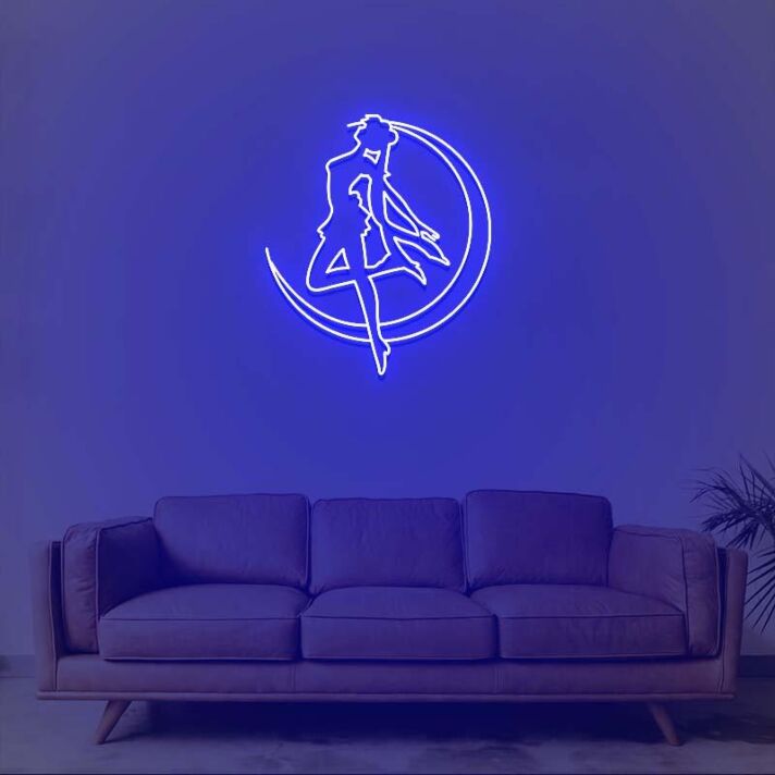 Silhouette einer Frau auf Halbmond LED-Neonschild für Wohnzimmer Schlafzimmer