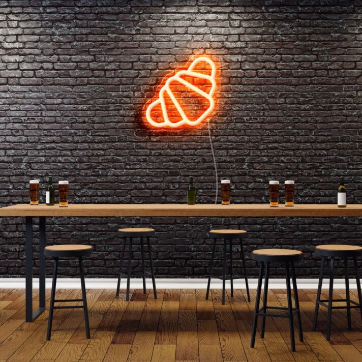 Croissant LED-Neonschild für Café und Bäckerei