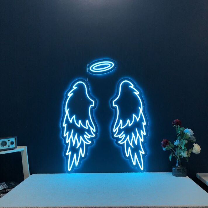 Engelsflügel mit Heiligenschein LED-Neonschild Wohnzimmer Schlafzimmer