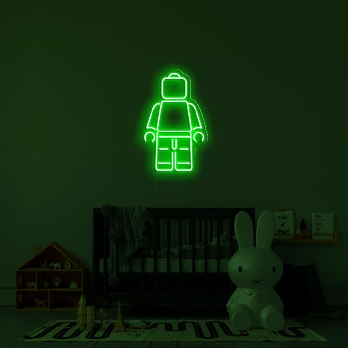 Spielfigur im Bauklotz-Stil LED-Neonschild Kinderzimmer
