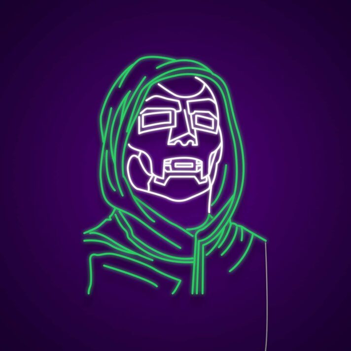 Figur mit Kapuze und Maske LED-Neonschild Gaming Wohnzimmer