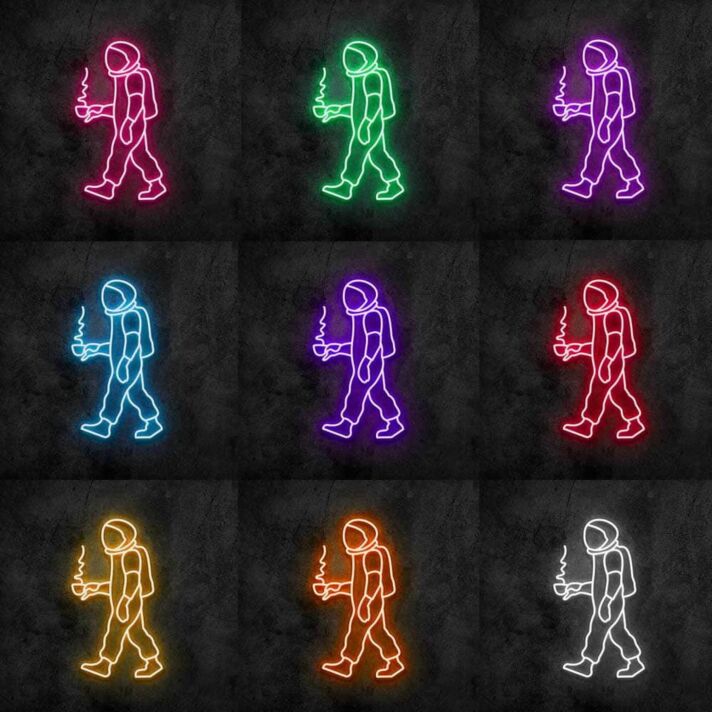 Astronaut mit Kaffeetasse LED-Neonschild Wohnzimmer Bar