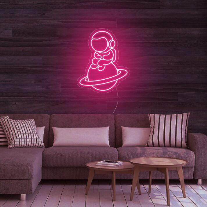 Astronaut auf Saturn LED-Neonschild Wohnzimmer Kinderzimmer