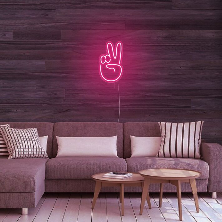 Hand mit Peace Zeichen LED-Neonschild Wohnzimmer Schlafzimmer