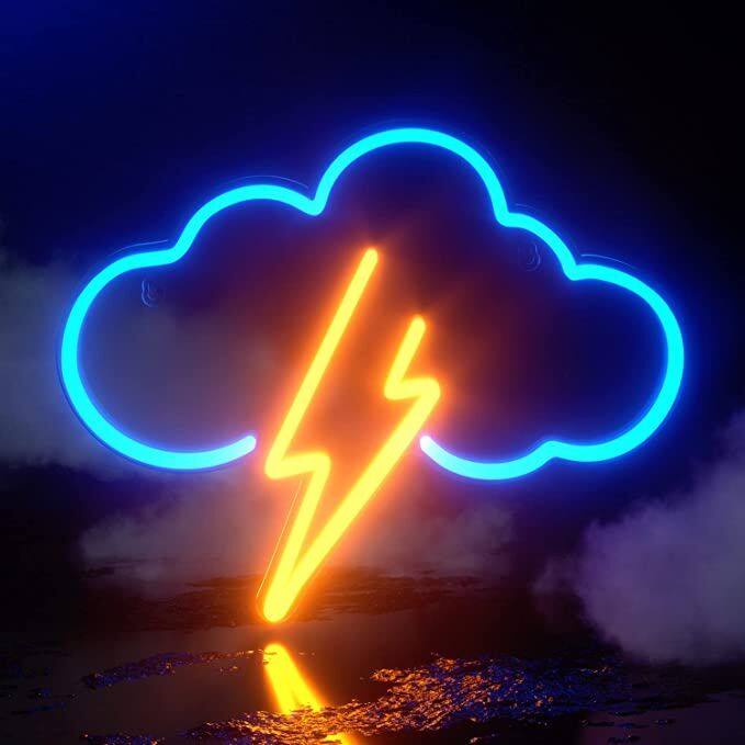 Gewitterwolke mit Blitz LED-Neonschild Wohnzimmer Bar