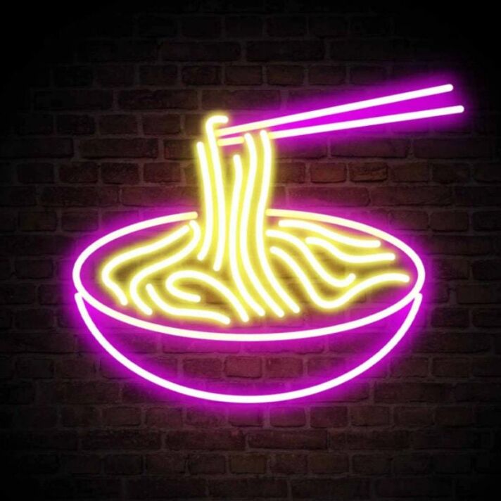 Schüssel mit Nudeln und Essstäbchen LED-Neonschild für Restaurant Küche