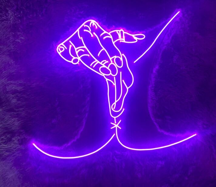 Abstrakte Hand Illustration LED Neonschild im modernen Line Art Stil