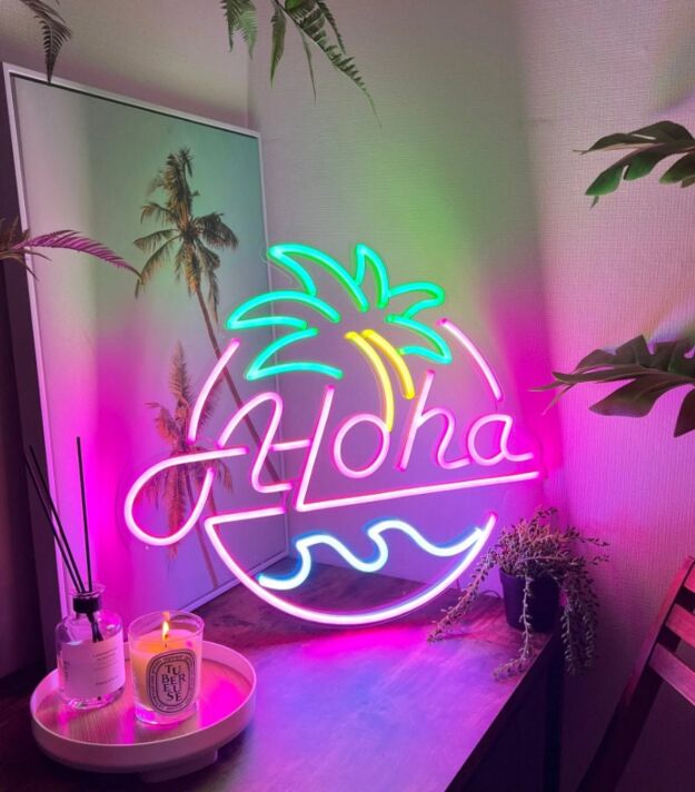 Aloha LED Neonschild im tropischen Design