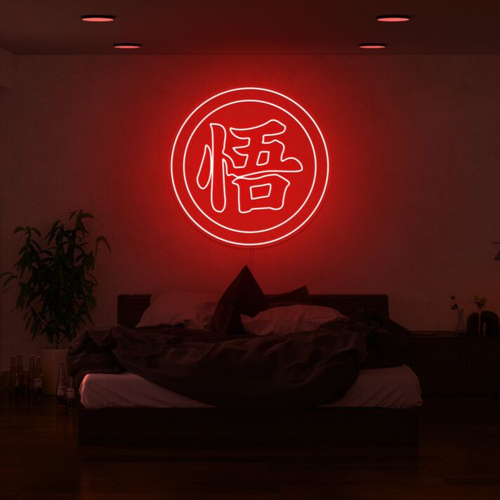 Japanisches Kanji Zeichen im Kreis LED Neonschild für Schlafzimmer