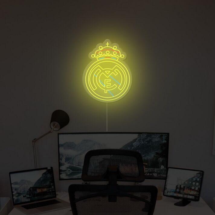 Fußball Vereinslogo mit Krone LED-Neonschild für Büro und Gamingzimmer
