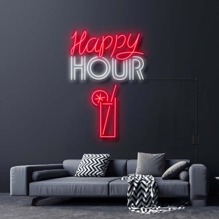 Happy Hour LED-Neonschild für Bar und Wohnzimmer