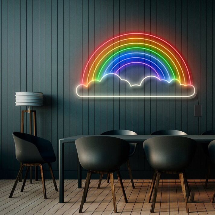 Regenbogen mit Wolke LED-Neonschild Wohnzimmer Kinderzimmer