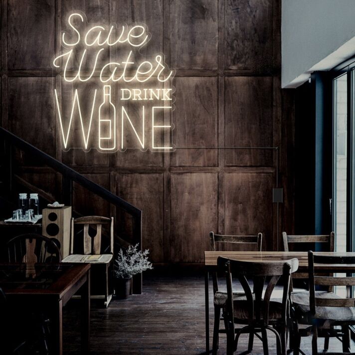 Save Water Drink Wine LED-Neonschild für Bar und Restaurant