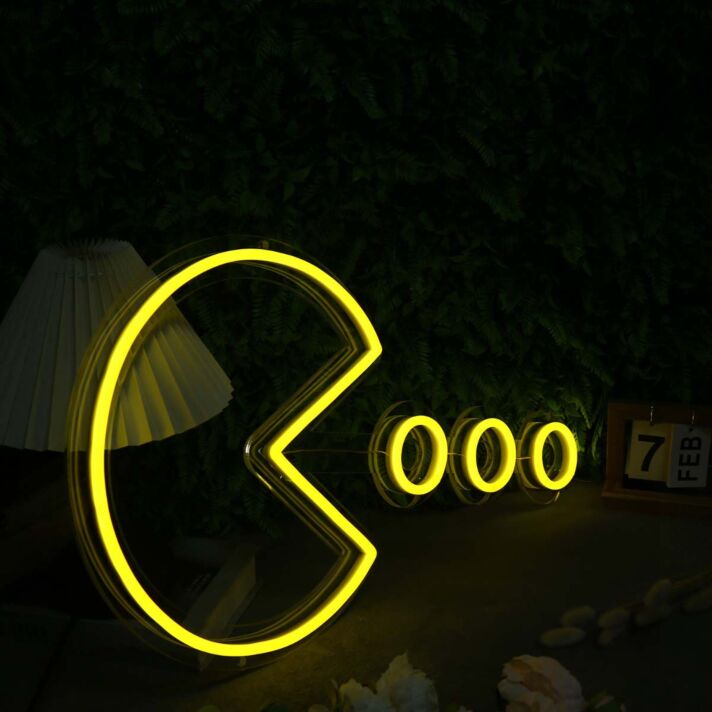 Videospielfigur Pac-Man LED-Neonschild für Gamingzimmer und Wohnzimmer
