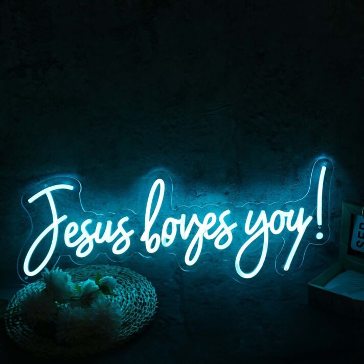 Jesus loves you! LED-Neonschild Kirche Wohnzimmer