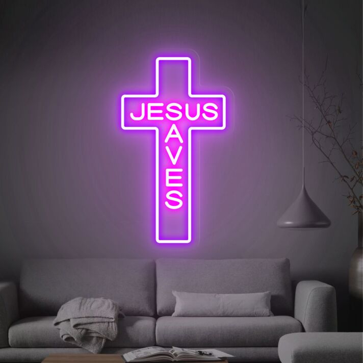 JESUS SAVES LED-Neonschild für Wohnzimmer und Kirche
