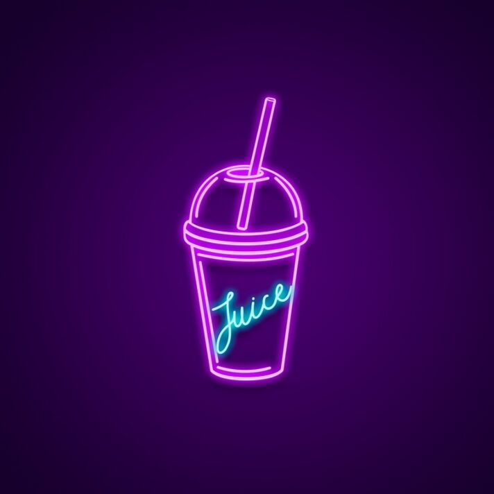 Saft Becher LED Neonschild mit Strohhalm für Bar Küche oder Café