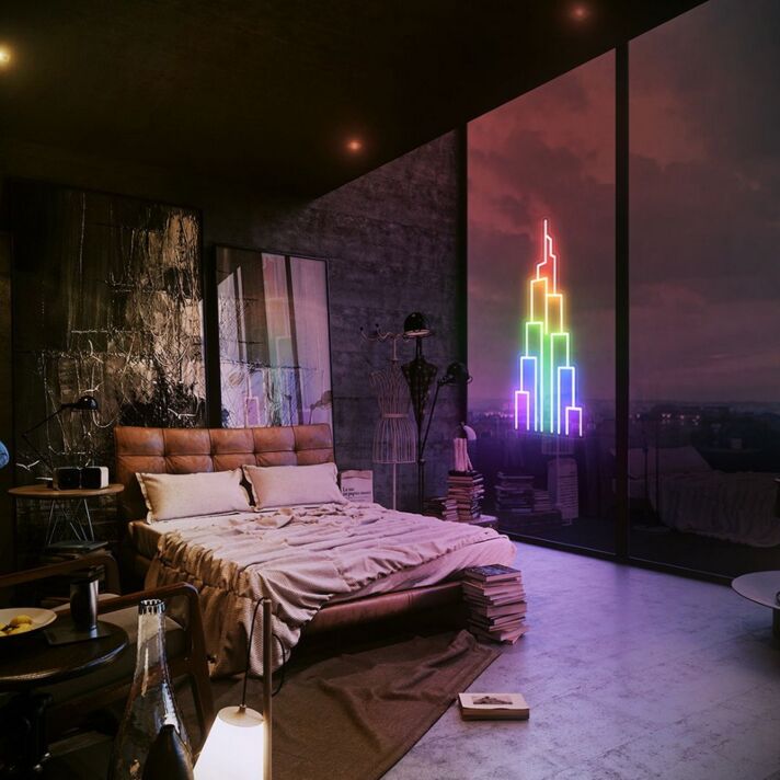 Wolkenkratzer LED-Neonschild für Wohnzimmer Schlafzimmer