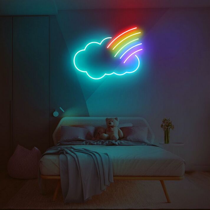 Wolke mit Regenbogen LED-Neonschild für Schlafzimmer Kinderzimmer