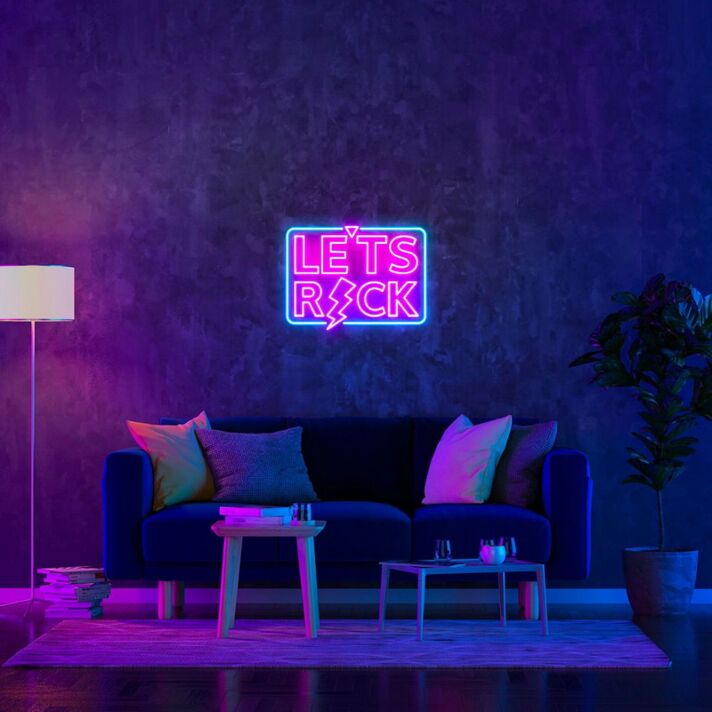 LET'S ROCK LED-Neonschild für Wohnzimmer Musikraum