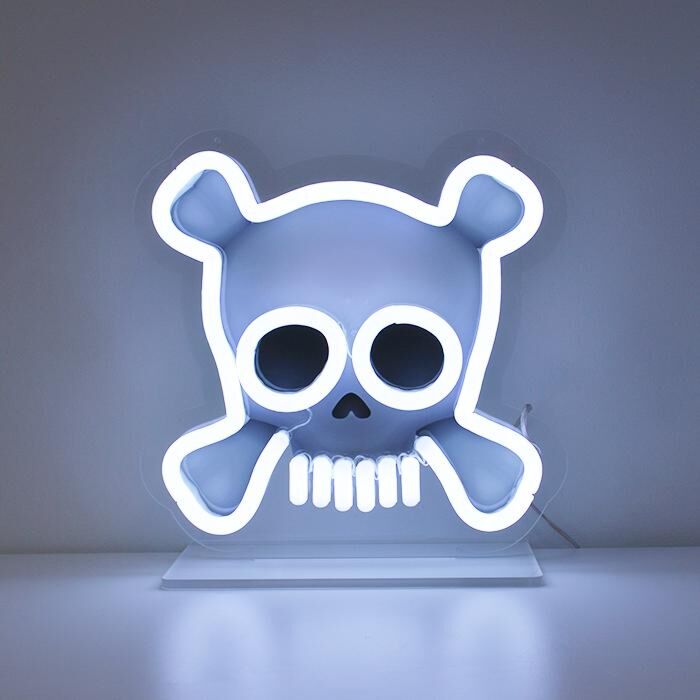 Totenkopf mit gekreuzten Knochen LED-Neonschild für Bar Club