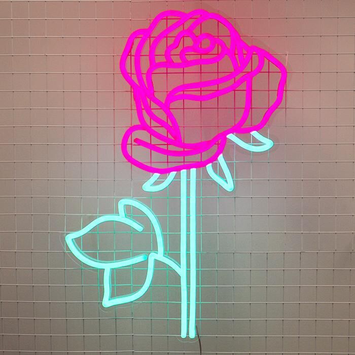 Rosenblüte mit Stiel LED-Neonschild Wohnzimmer Dekoration
