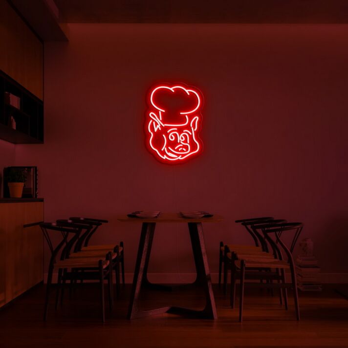Schweinekoch LED-Neonschild für Restaurant Küche