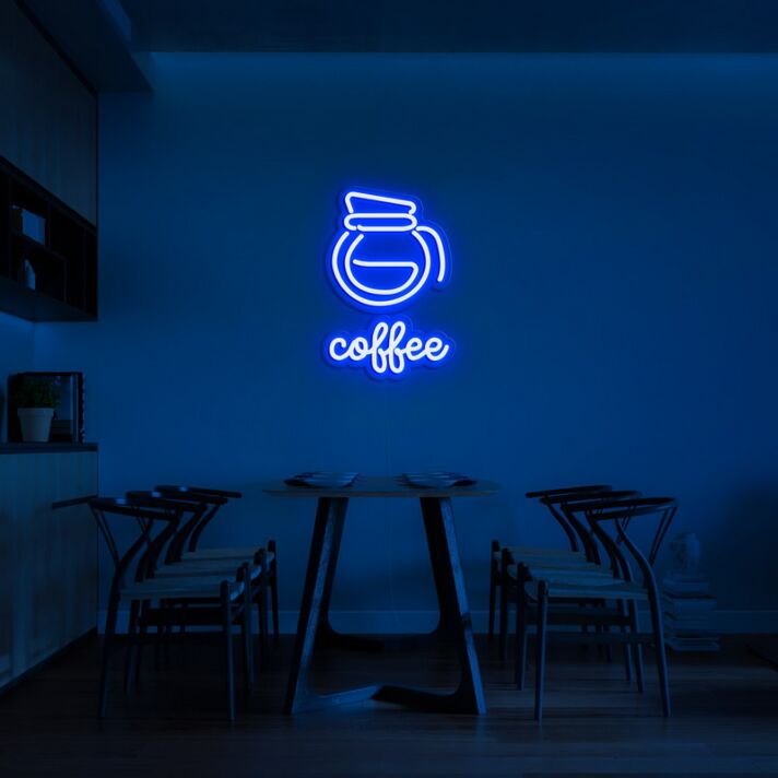Kaffeekanne LED Neonschild für Café und Küche