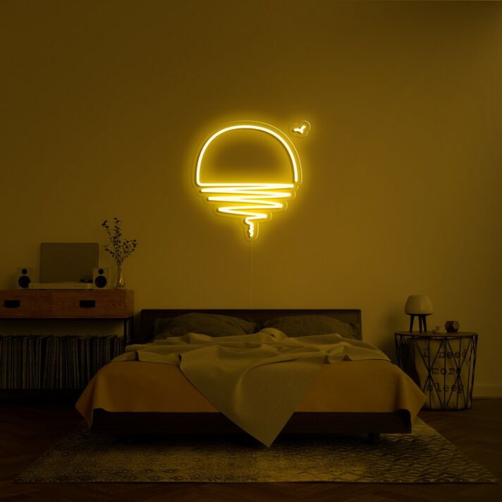 Sonnenuntergang mit Vogel LED-Neonschild Schlafzimmer Wohnzimmer