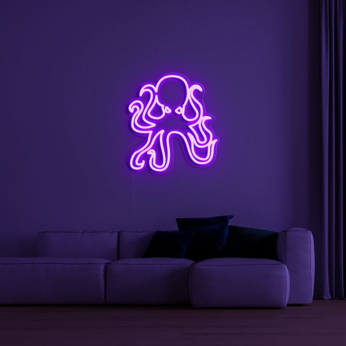 Oktopus LED-Neonschild für Wohnzimmer und Bar