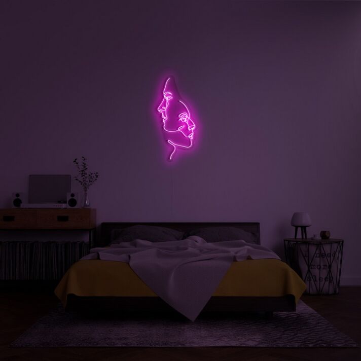 Gesichter Linienzeichnung LED-Neonschild Schlafzimmer Wohnzimmer