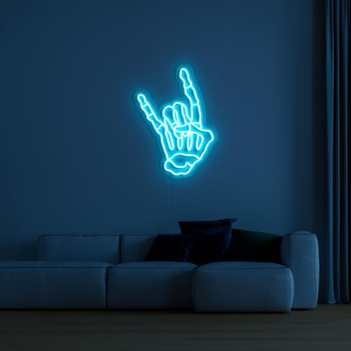 Handgeste Rock LED-Neonschild Wohnzimmer Musikzimmer