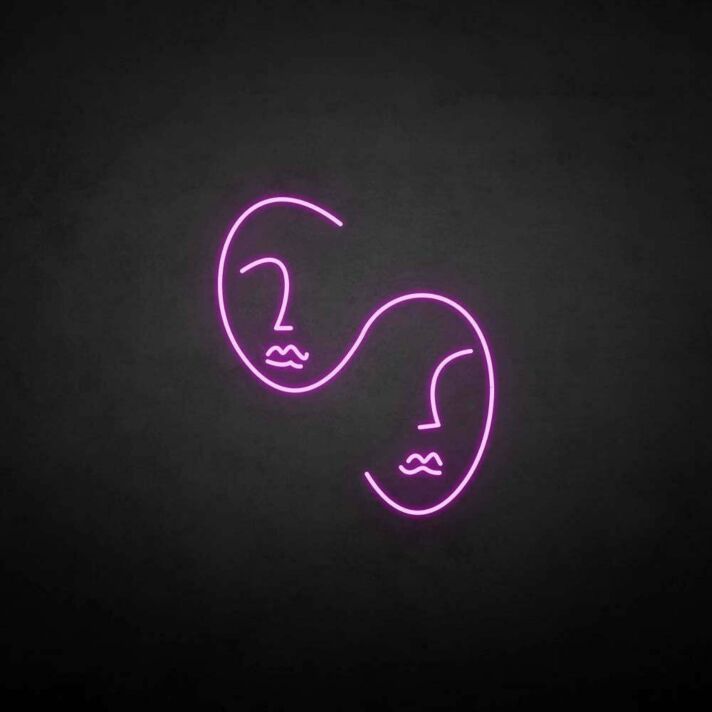 Abstrakte Gesichter Illustration LED-Neonschild Wohnzimmer Studio