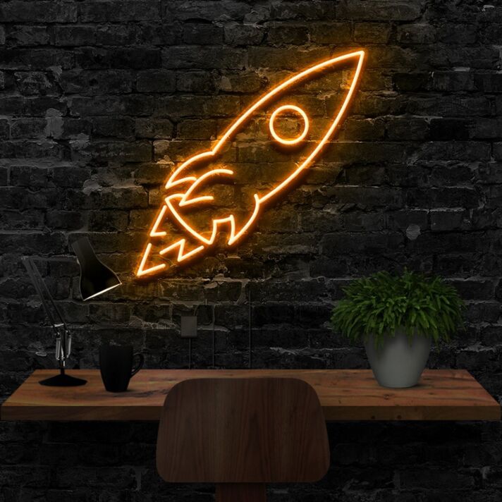 Rakete LED-Neonschild für Home Office Arbeitszimmer