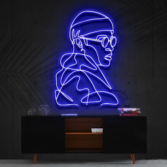 Abstraktes Porträt einer Person LED-Neonschild Wohnzimmer Studio