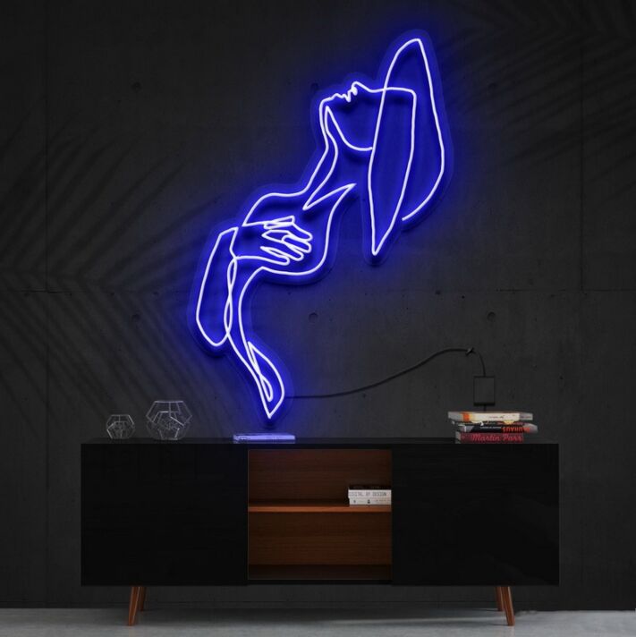 Frau mit Hut Silhouette LED-Neonschild Wohnzimmer Studio