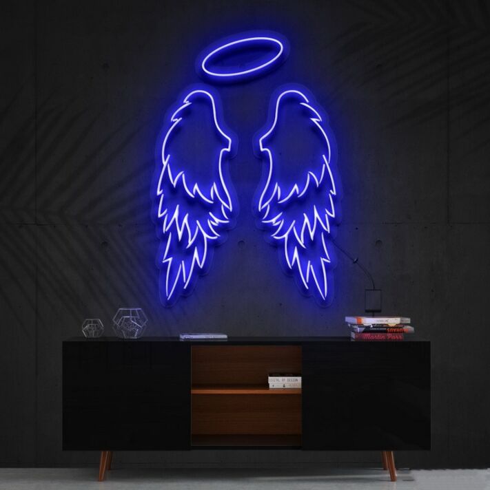 Engelsflügel mit Heiligenschein LED-Neonschild Wohnzimmer Schlafzimmer